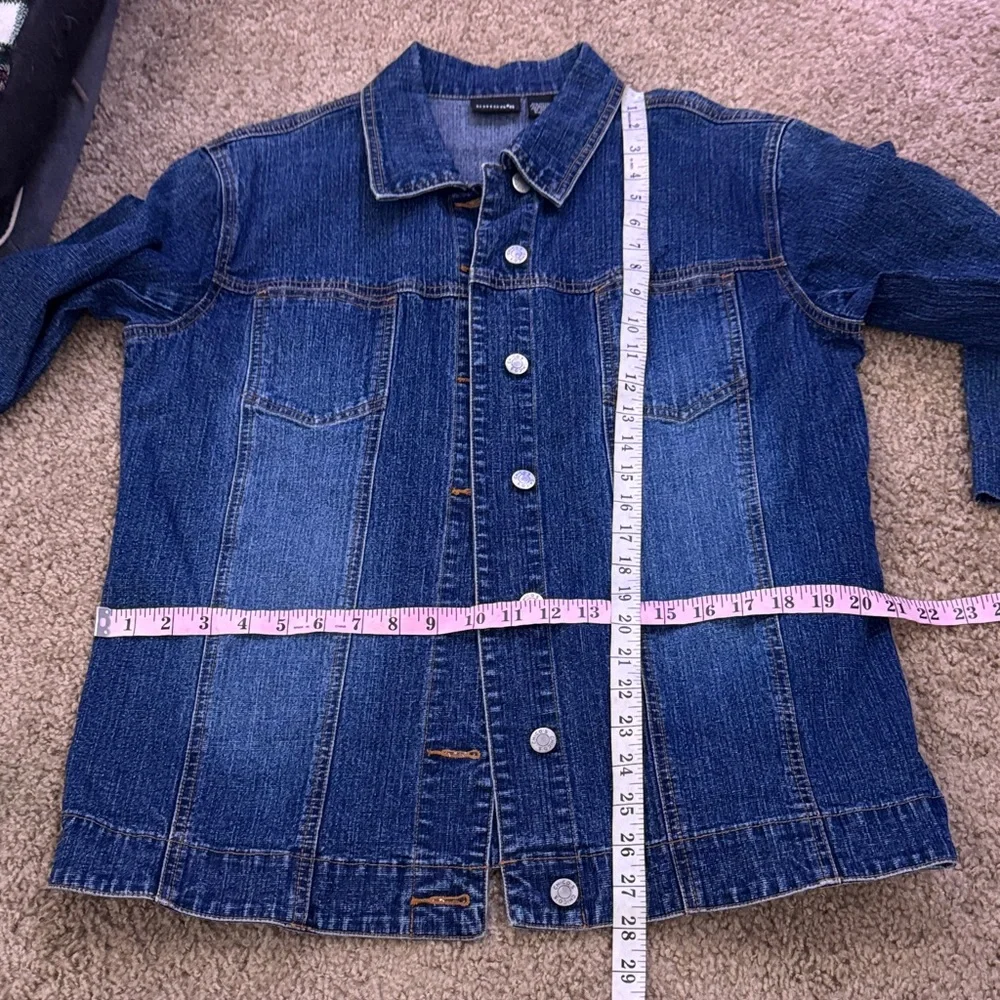 Chico's Dark Wash Blue Denim Button Up Classic Jacket